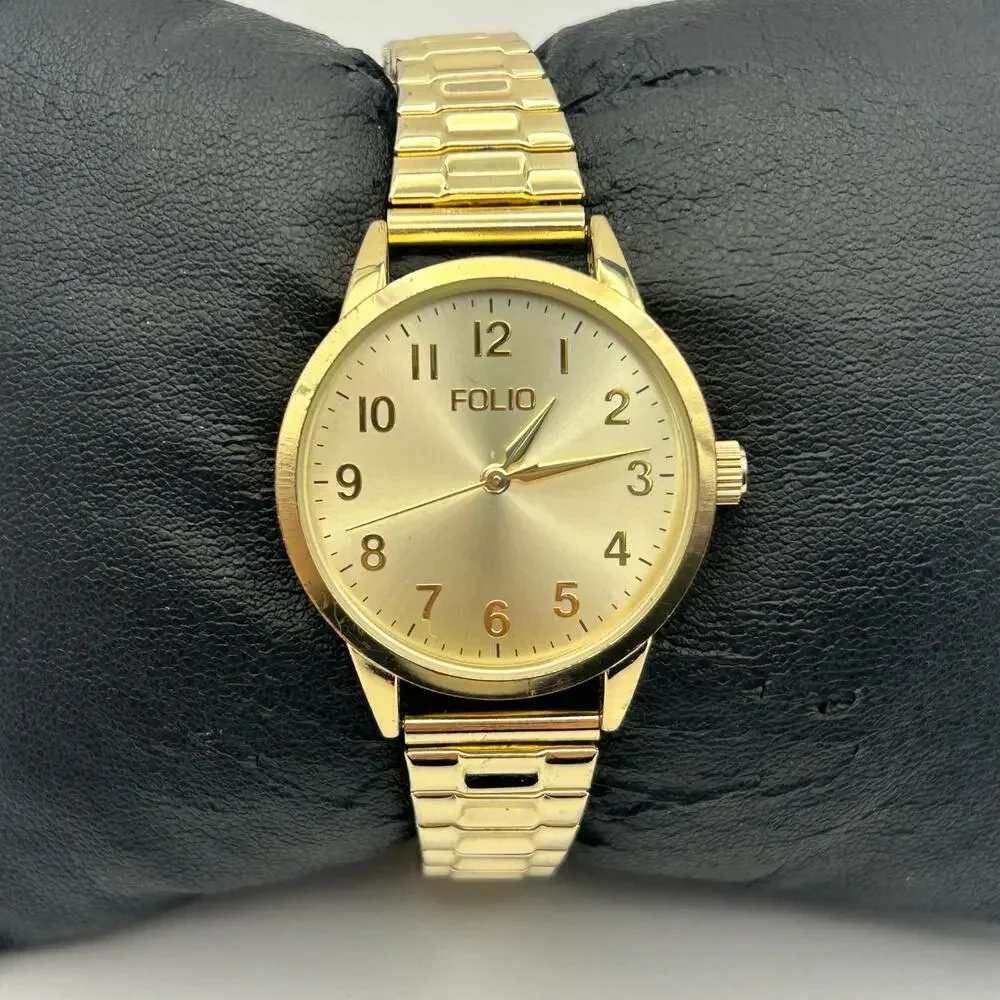 Folio Gold Classic Women’s Watch Working New Battery